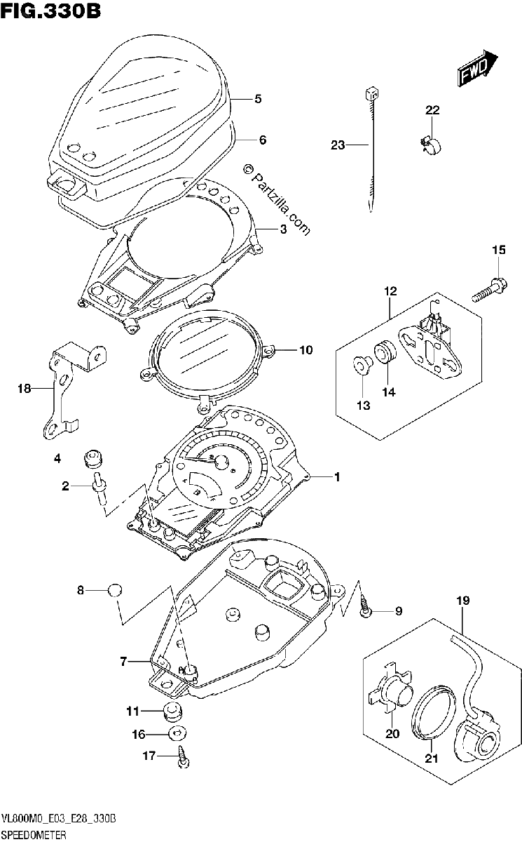 Diagrama de SPEEDOMETER VL800T E28