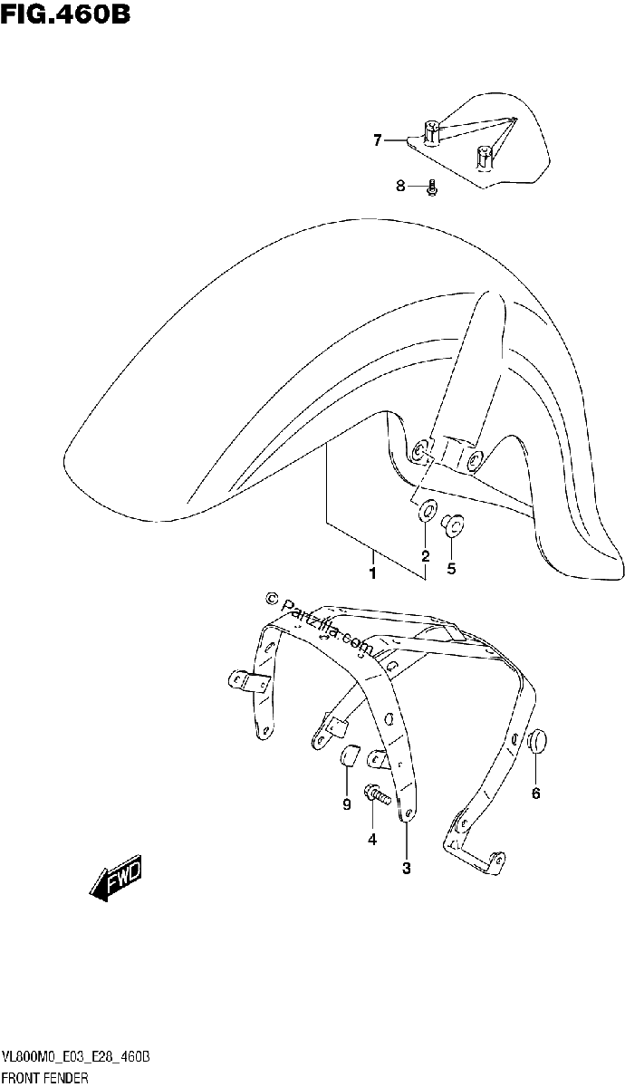 Diagrama de FRONT FENDER VL800T