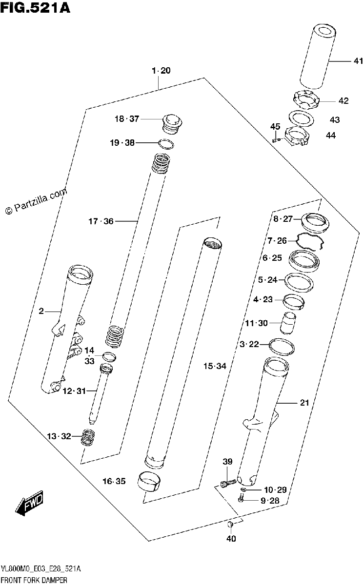 Diagrama de FRONT FORK DAMPER