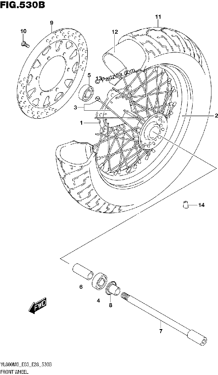 Diagrama de FRONT WHEEL VL800T