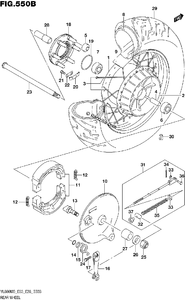 Diagrama de REAR WHEEL VL800T