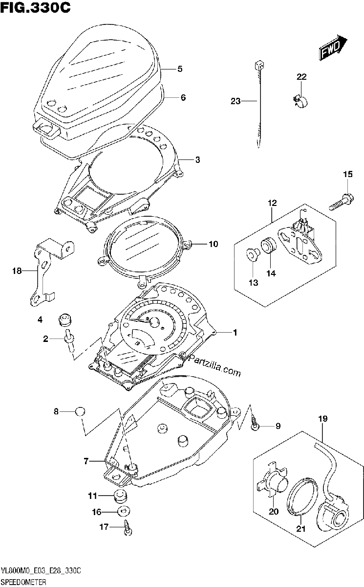 Diagrama de SPEEDOMETER VL800T E03 E33