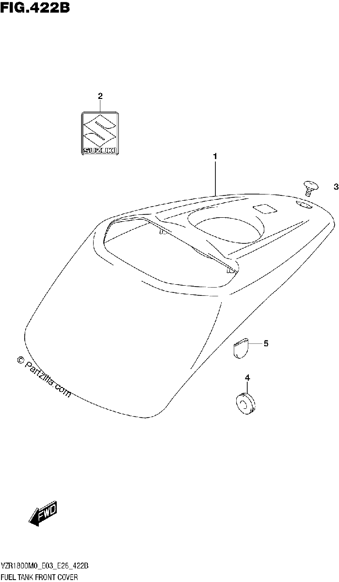 Diagrama de 422B FUEL TANK FRONT COVER VZR1800BZ