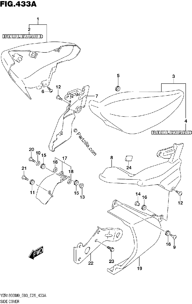 Diagrama de 433A SIDE COVER VZR1800