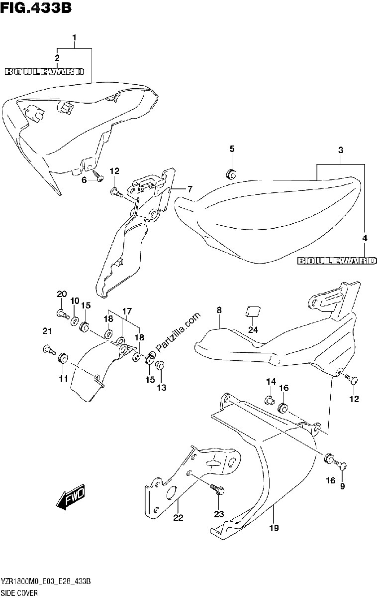 Diagrama de 433B SIDE COVER VZR1800BZ