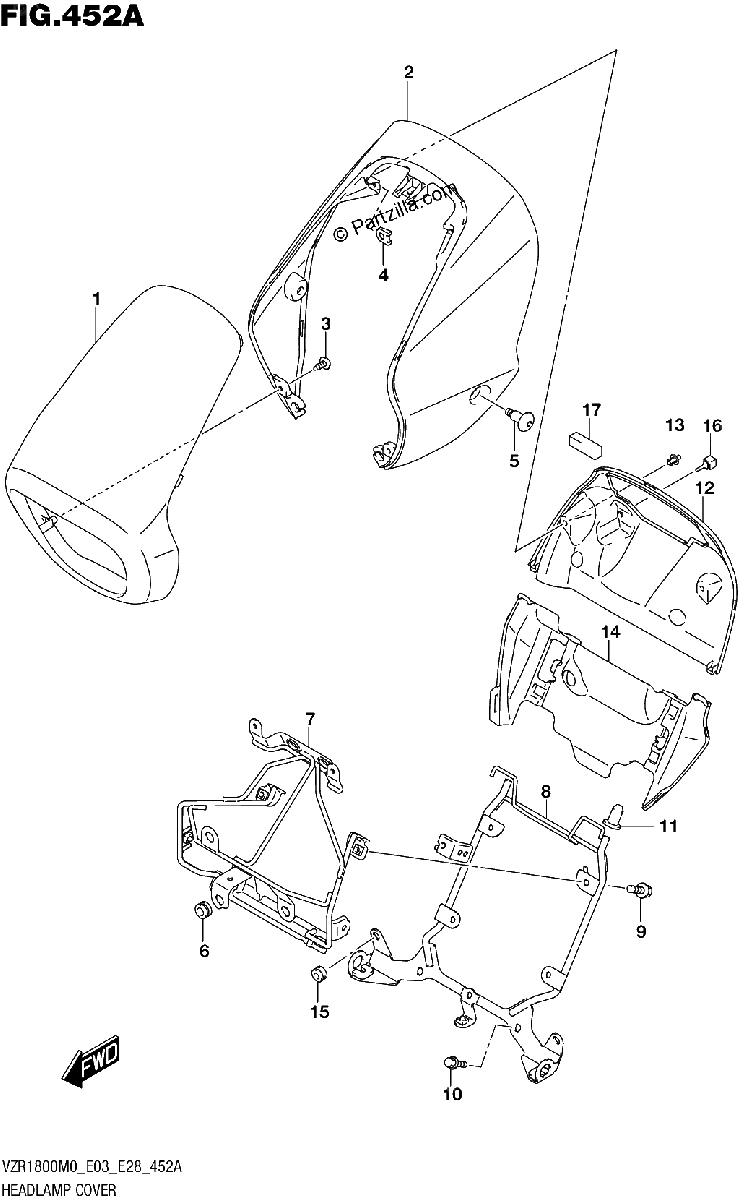 Diagrama de 452A HEADLAMP COVER VZR1800