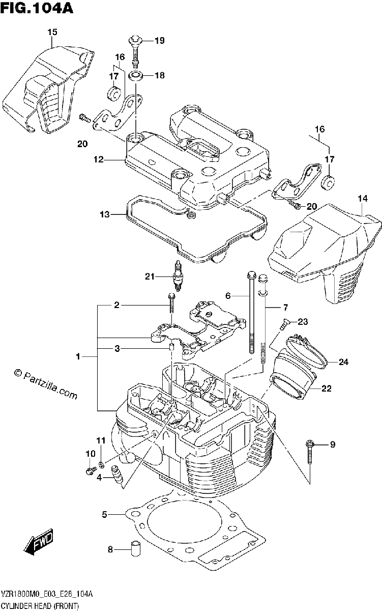 Diagrama de CYLINDER HEAD FRONT VZR1800