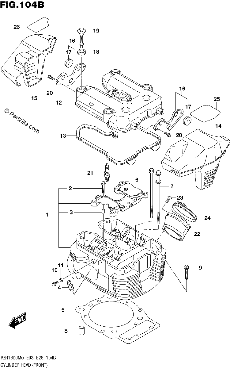 Diagrama de CYLINDER HEAD FRONT VZR1800BZ