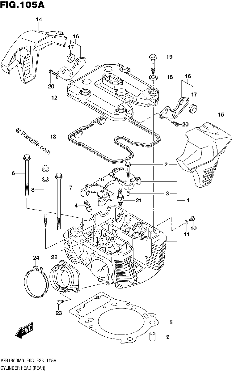 Diagrama de CYLINDER HEAD REAR VZR1800