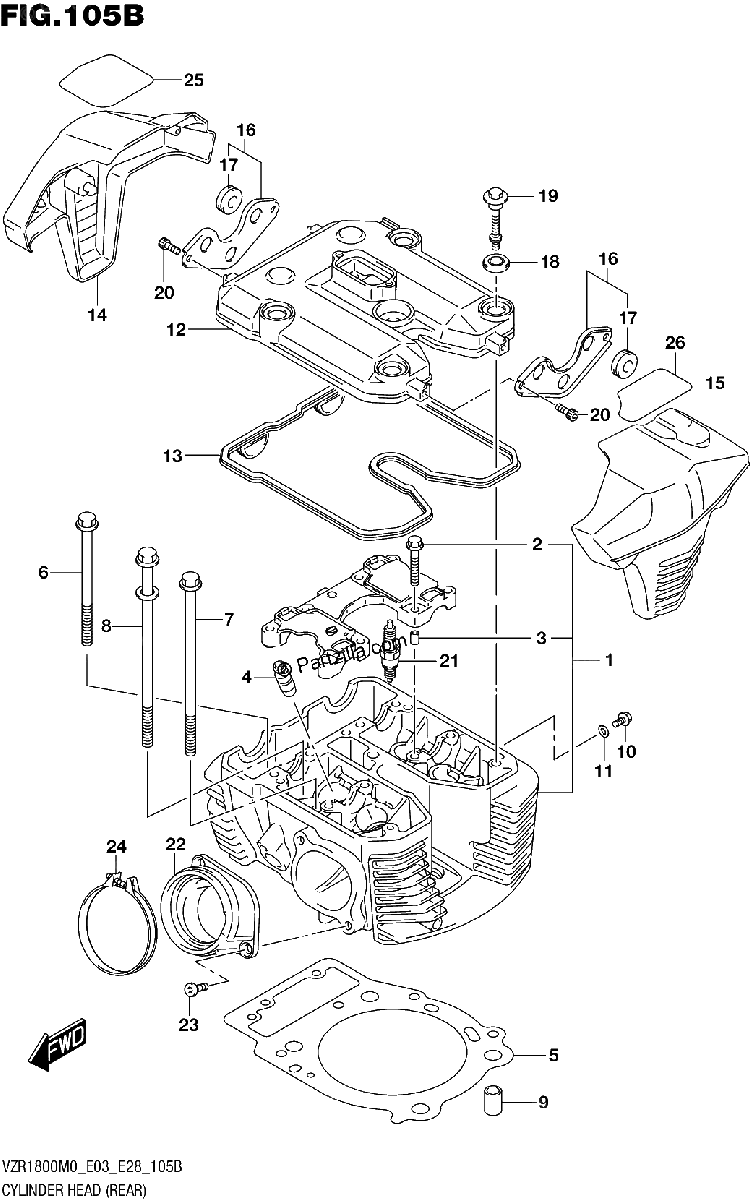 Diagrama de CYLINDER HEAD REAR VZR1800BZ