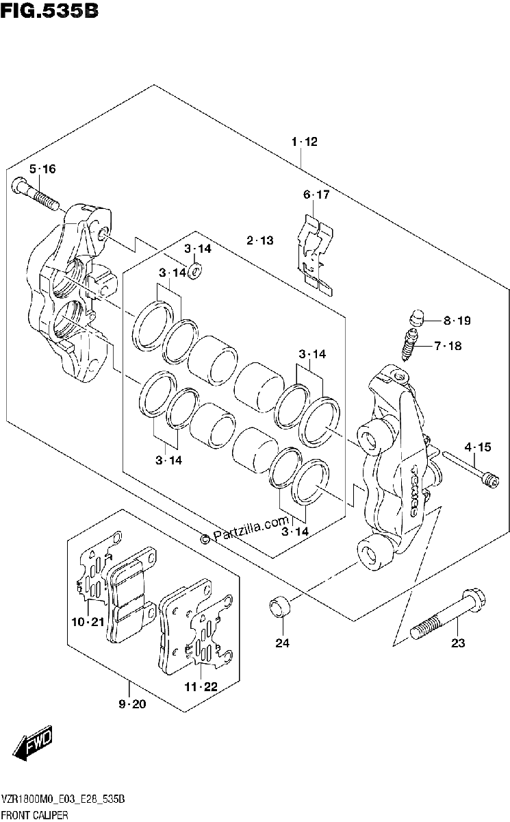 Diagrama de FRONT CALIPER VZR1800BZ