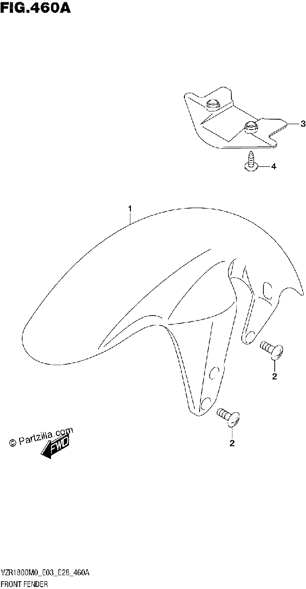 Diagrama de FRONT FENDER VZR1800