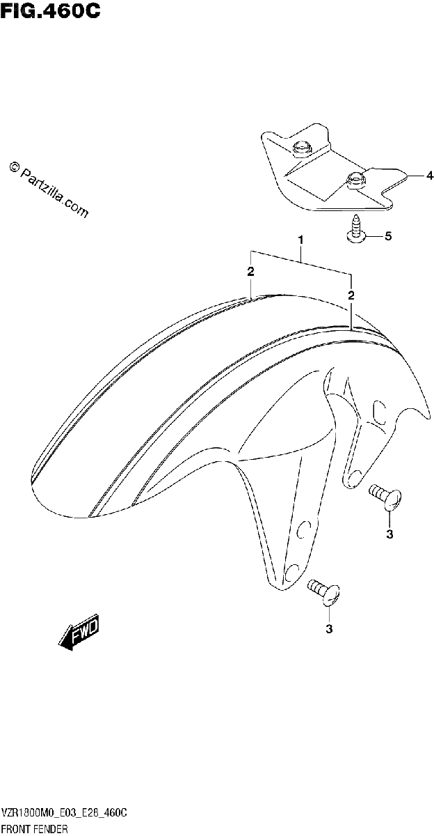 Diagrama de FRONT FENDER VZR1800BZ SEE NOTE 1