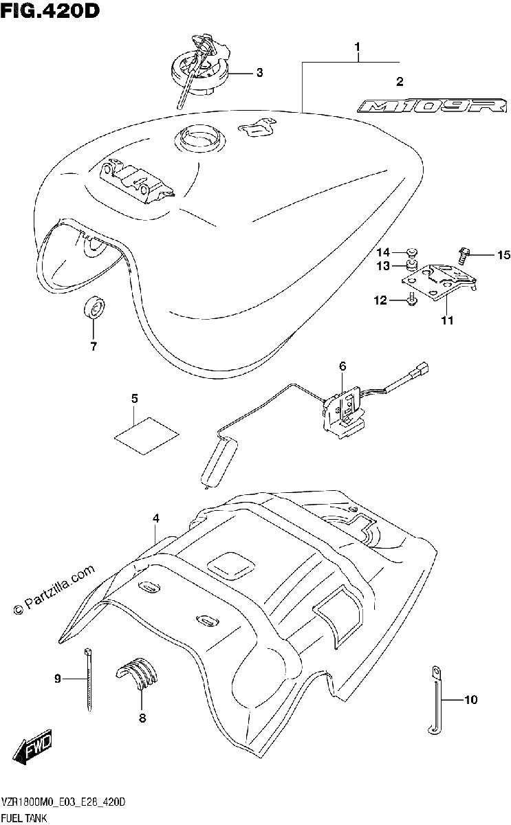 Diagrama de FUEL TANK VZR1800BZ E33 SEE NOTE 1