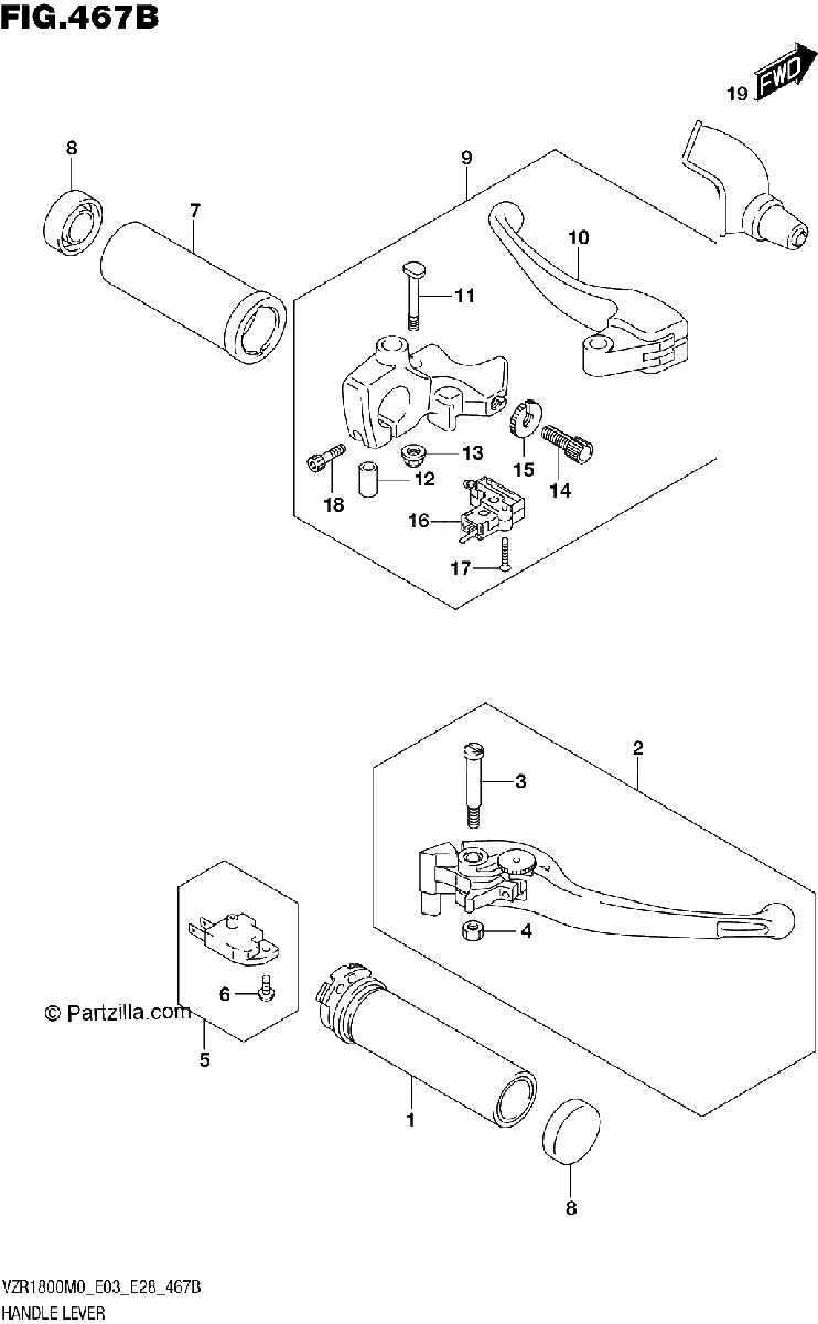 Diagrama de HANDLE LEVER VZR1800BZ