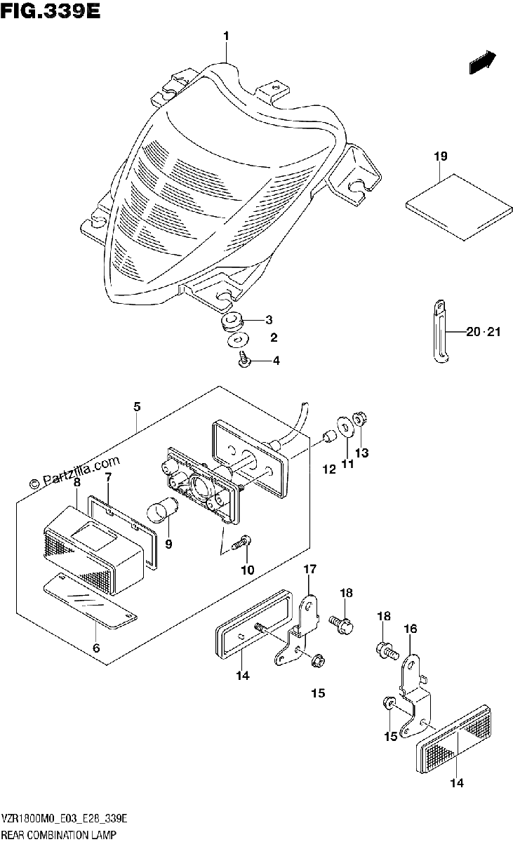 Diagrama de REAR COMBINATION LAMP VZR1800BZ
