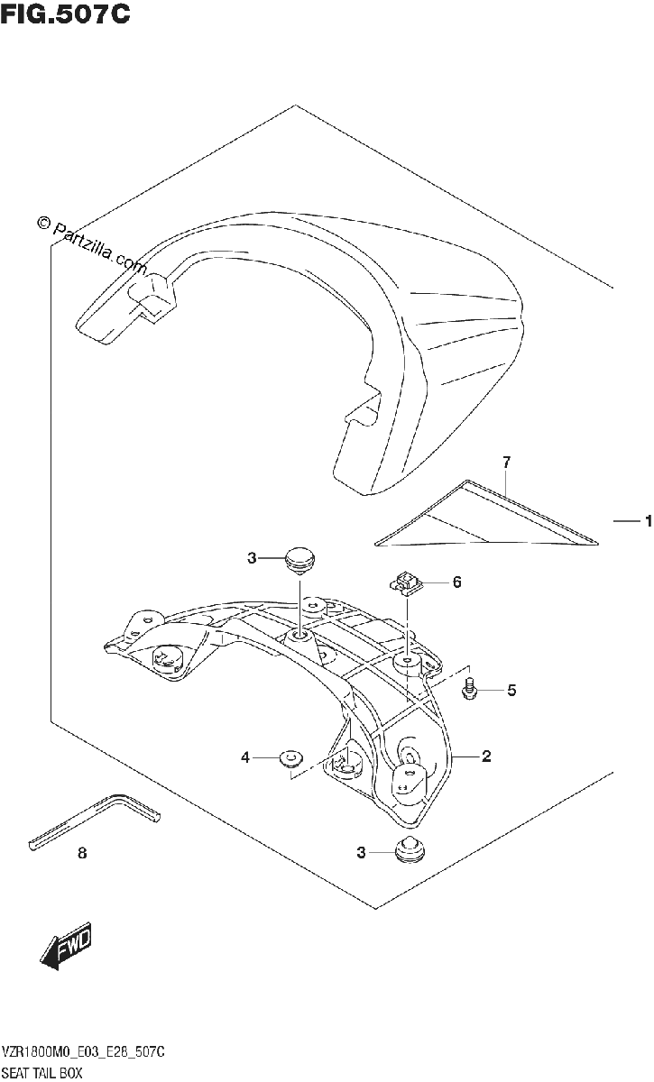 Diagrama de SEAT TAIL BOX VZR1800BZ SEE NOTE 1