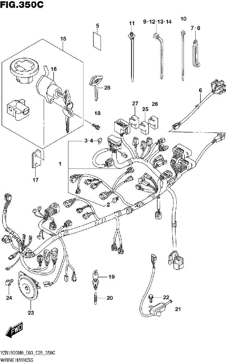 Diagrama de WIRING HARNESS VZR1800
