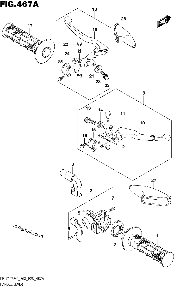 Diagrama de HANDLE LEVER DR Z125M0 E28