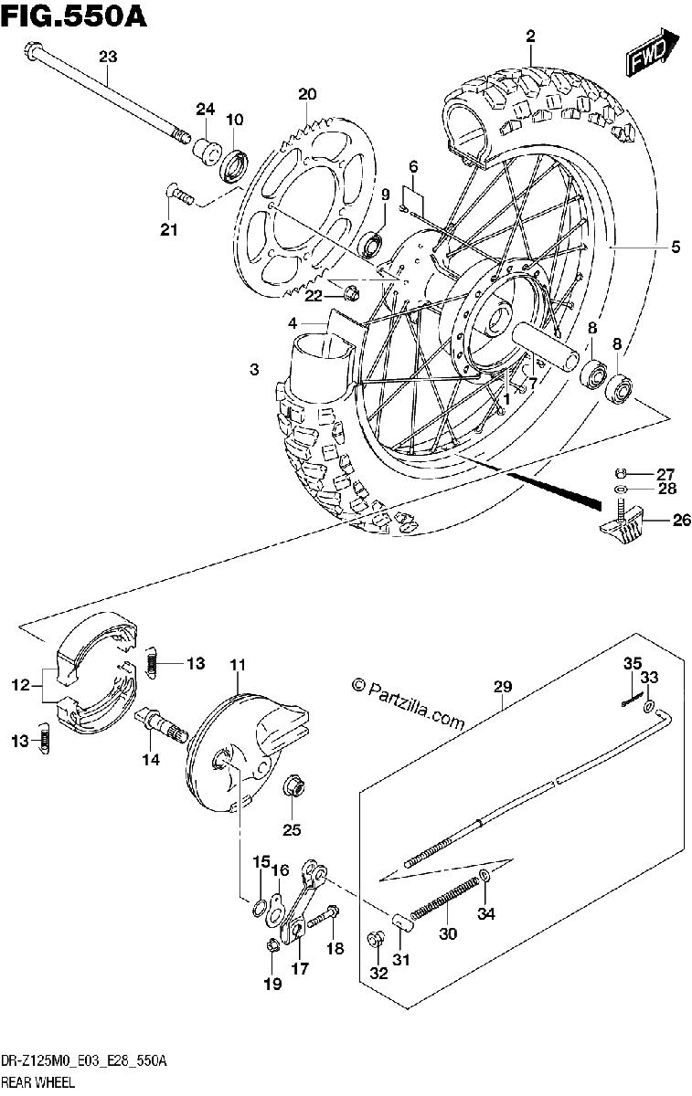 Diagrama de REAR WHEEL DR Z125M0 E28