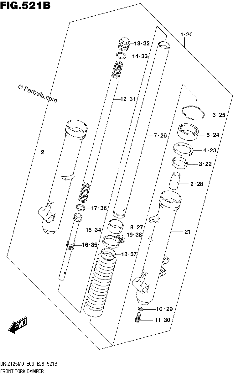 Diagrama de FRONT FORK DAMPER DR Z125LM0 E03