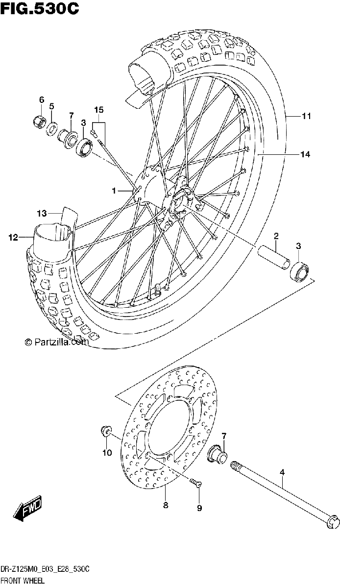 Diagrama de FRONT WHEEL DR Z125LM0 E28