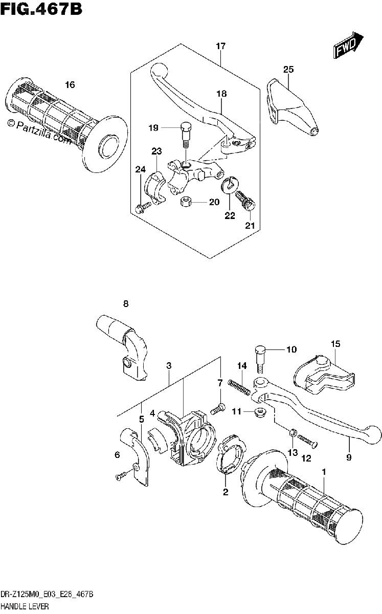 Diagrama de HANDLE LEVER DR Z125LM0 E03
