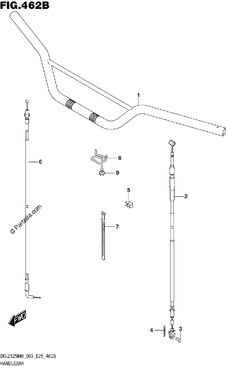 Diagrama de HANDLEBAR DR Z125LM0 E03
