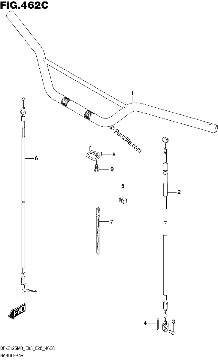 Diagrama de HANDLEBAR DR Z125LM0 E28