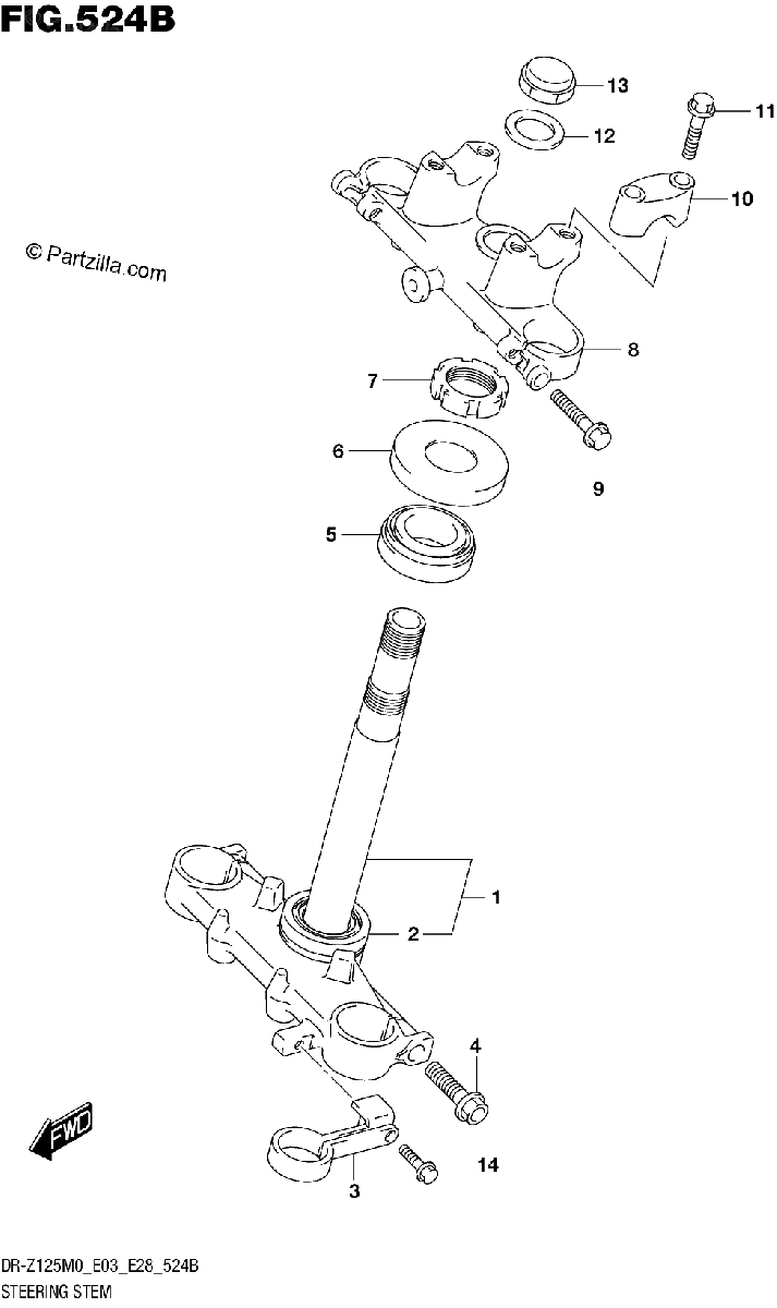 Diagrama de STEERING STEM DR Z125LM0 E03