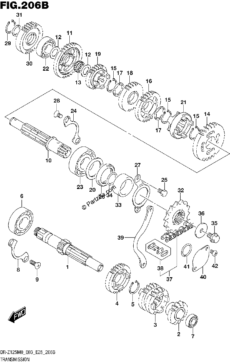 Diagrama de TRANSMISSION DR Z125LM0 E03