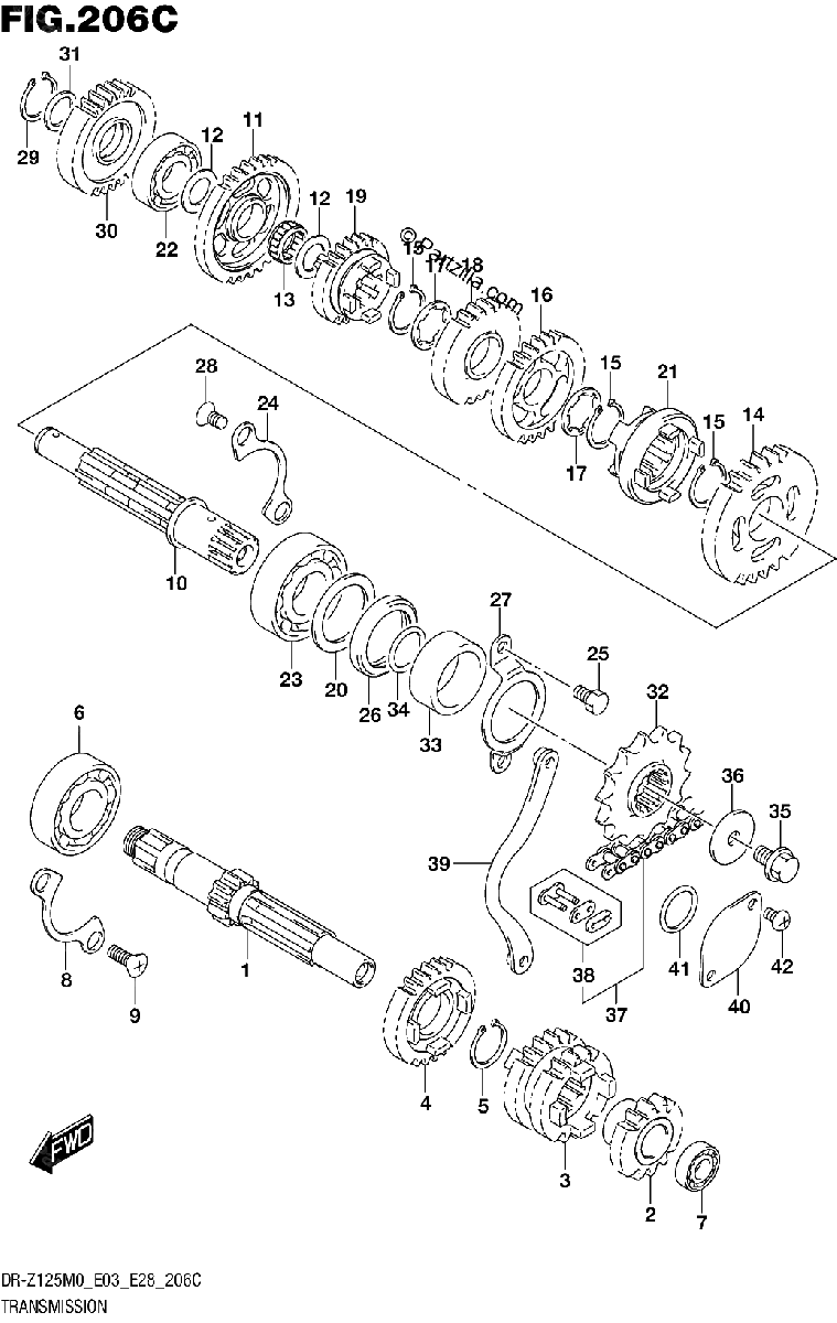 Diagrama de TRANSMISSION DR Z125LM0 E28