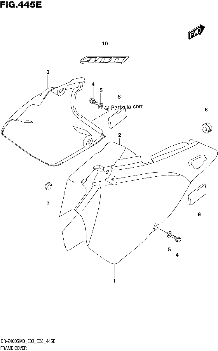 Diagrama de FRAME COVER DR Z400S E03 E28