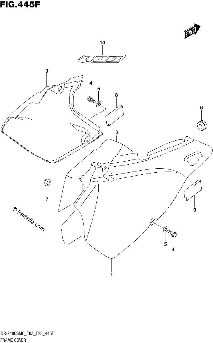 Diagrama de FRAME COVER DR Z400S E33