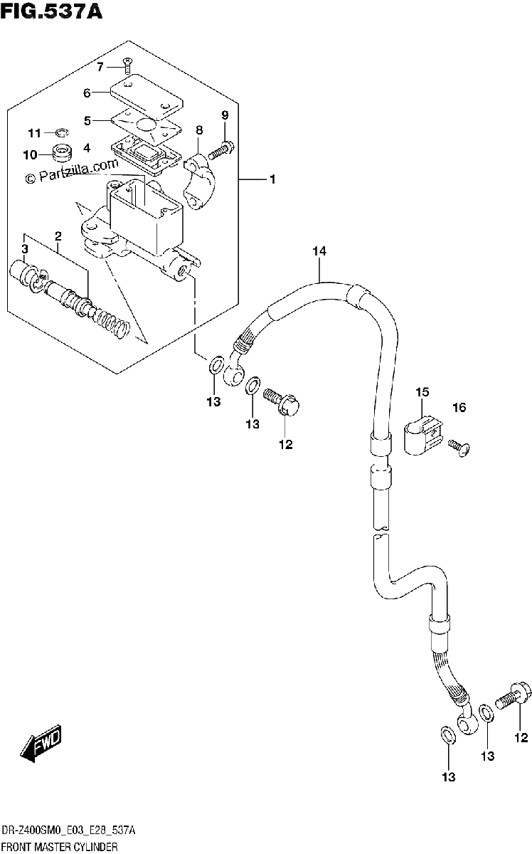 Diagrama de FRONT MASTER CYLINDER DR Z400S