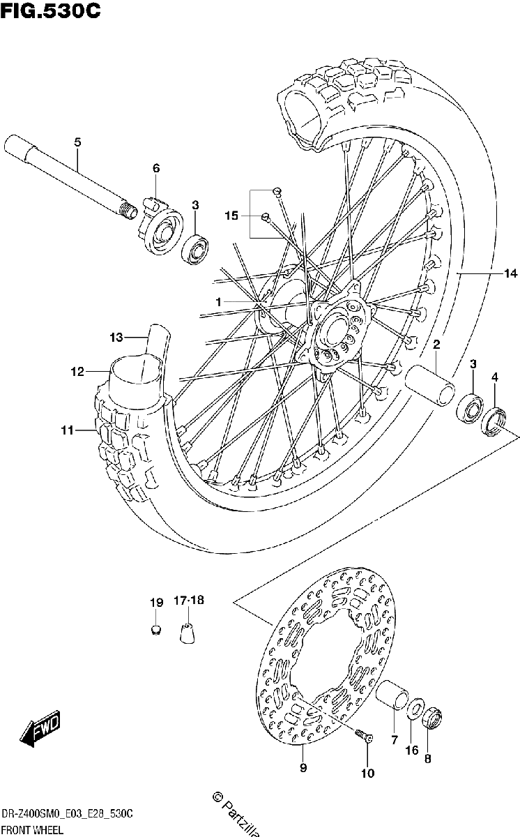 Diagrama de FRONT WHEEL DR Z400S