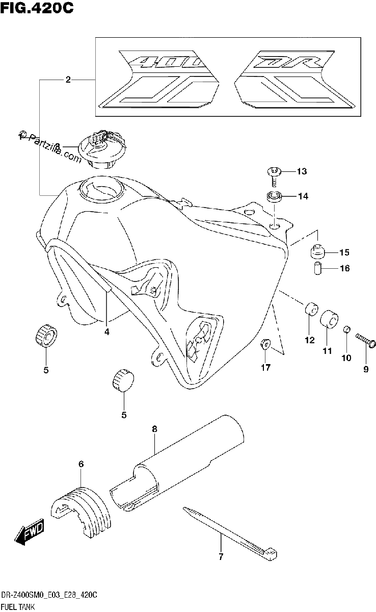 Diagrama de FUEL TANK DR Z400S E03 E28