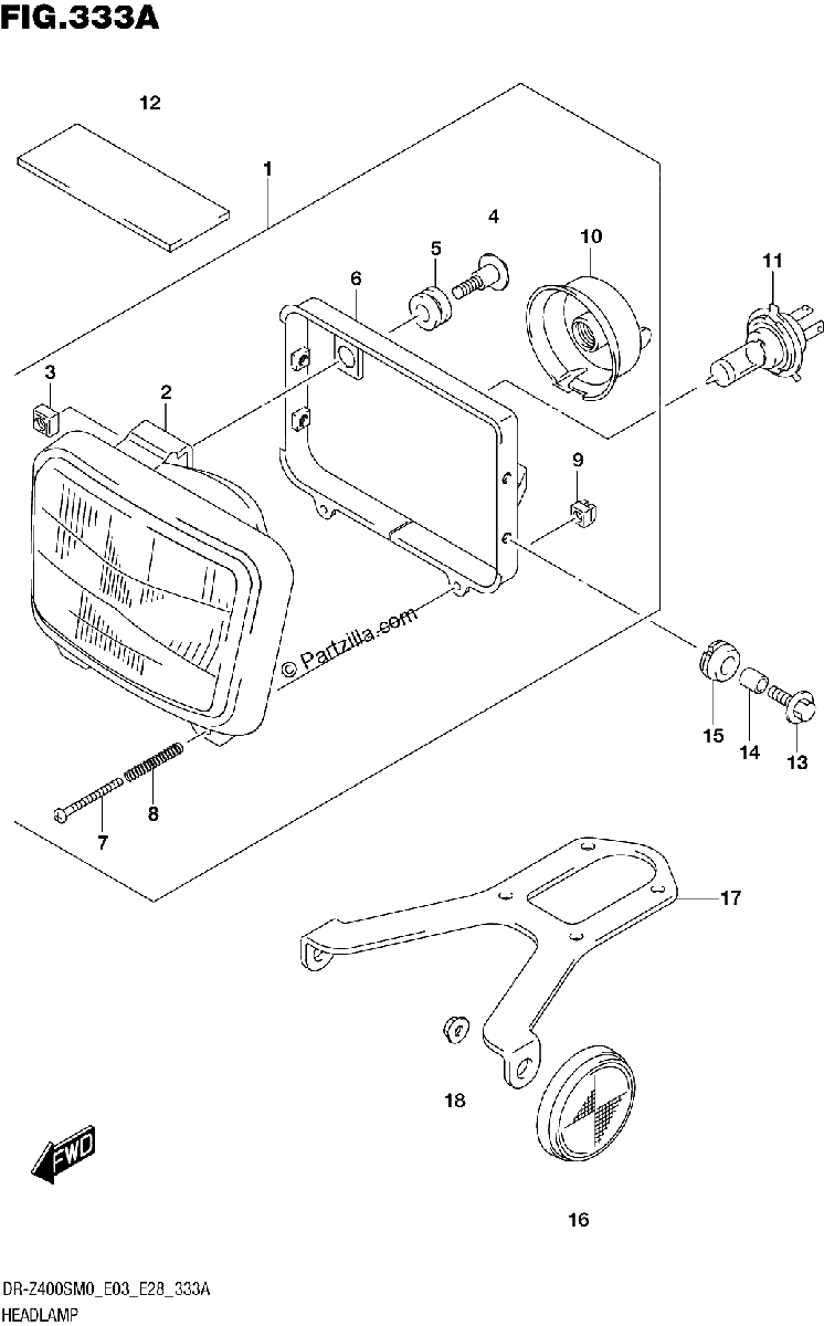 Diagrama de HEADLAMP DR Z400S