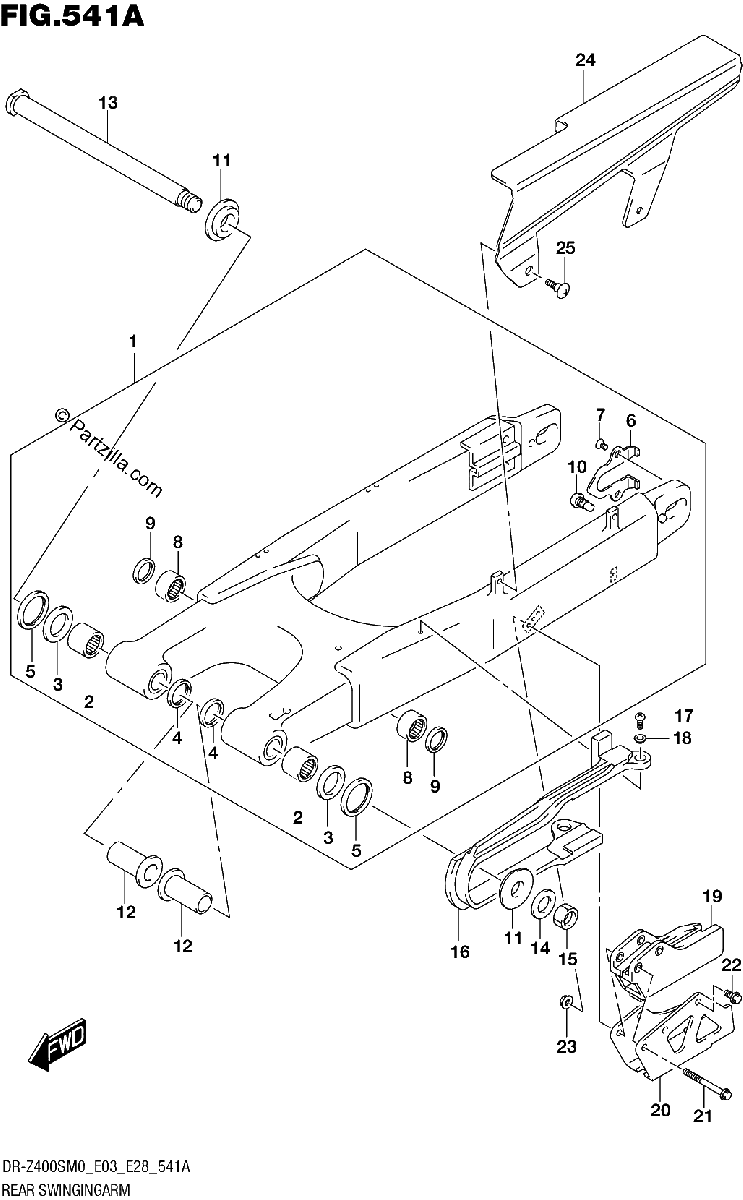 Diagrama de REAR SWINGINGARM DR Z400S