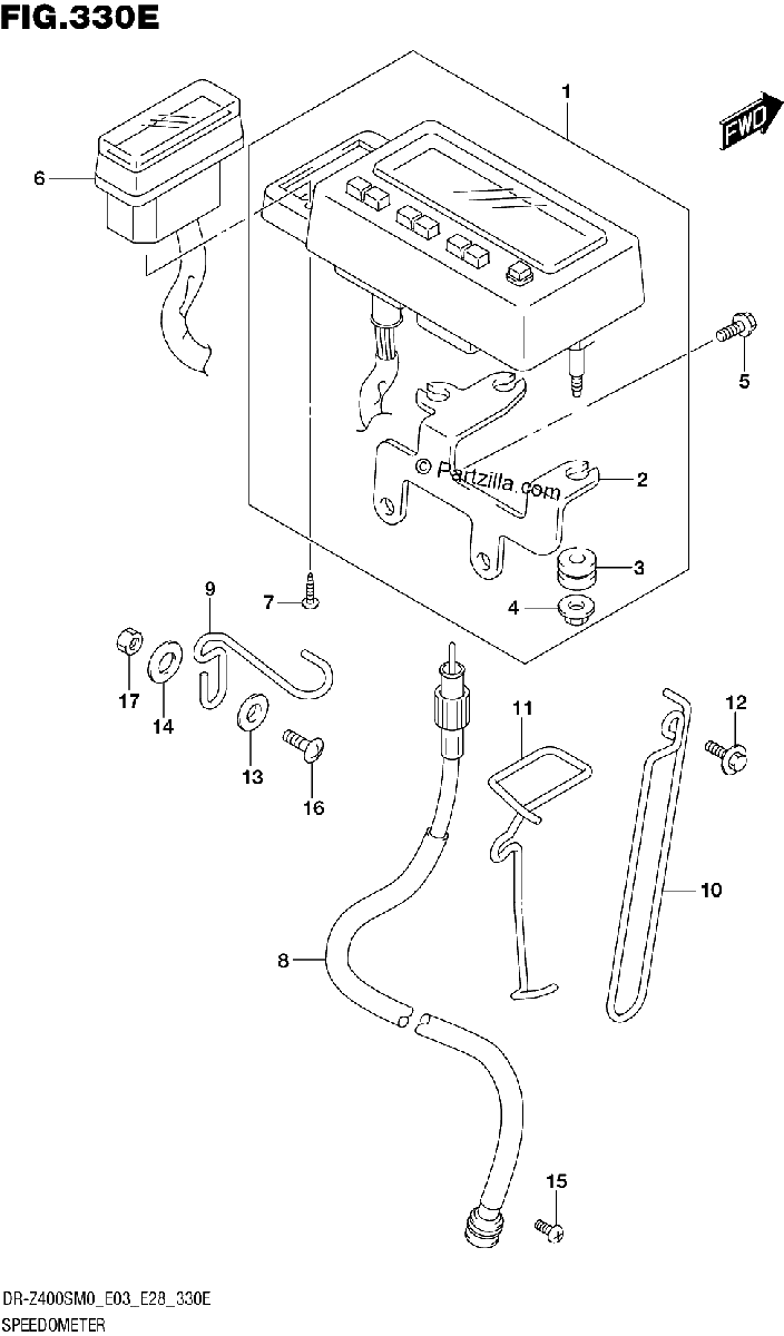 Diagrama de SPEEDOMETER DR Z400S E03 E33