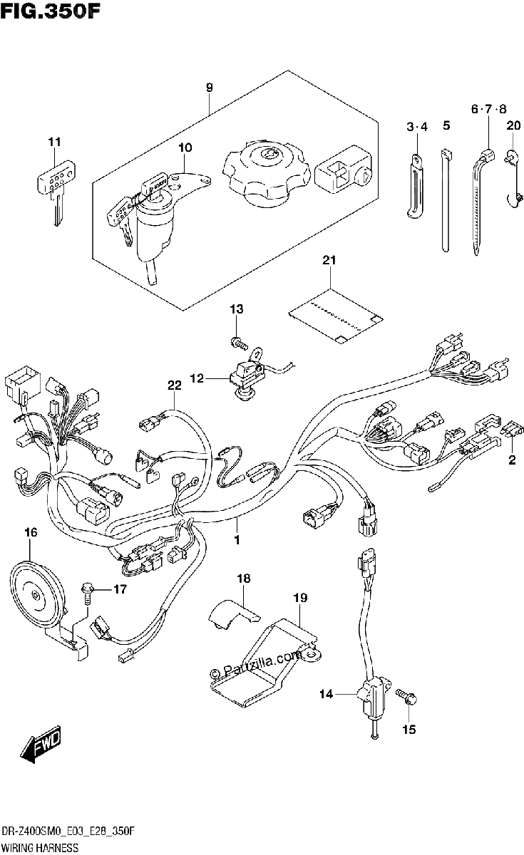 Diagrama de WIRING HARNESS DR Z400S E33