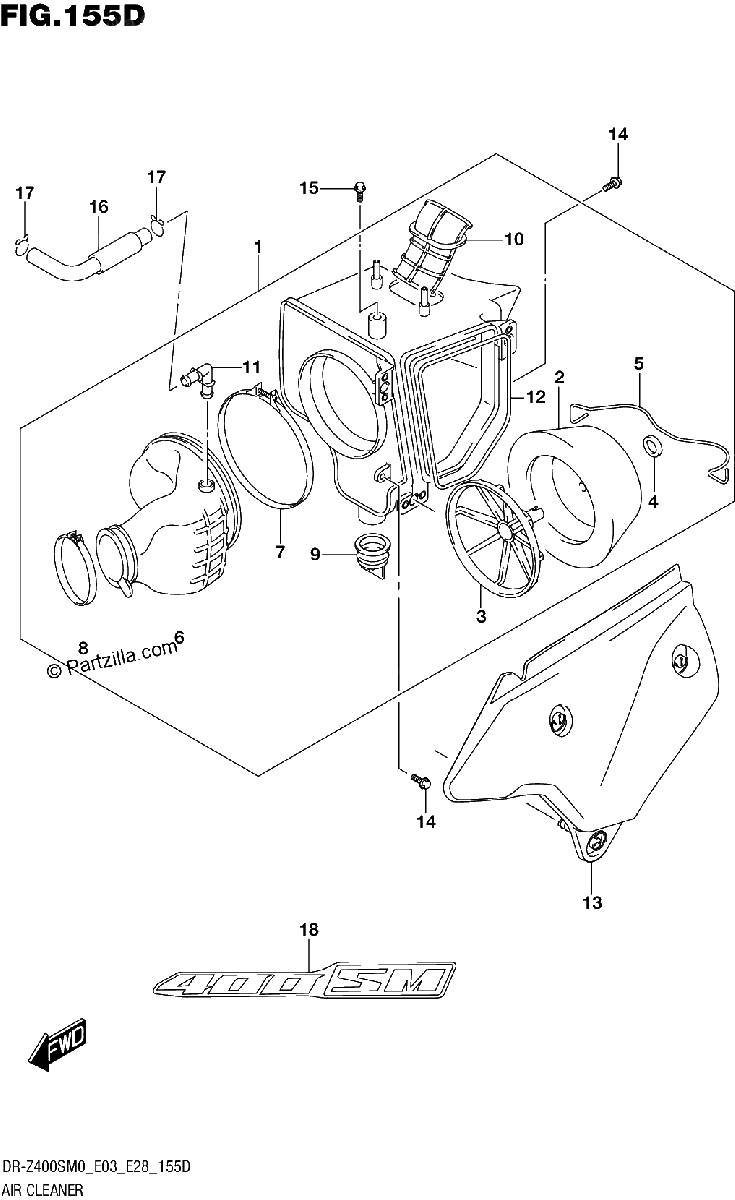 Diagrama de AIR CLEANER DR Z400SM
