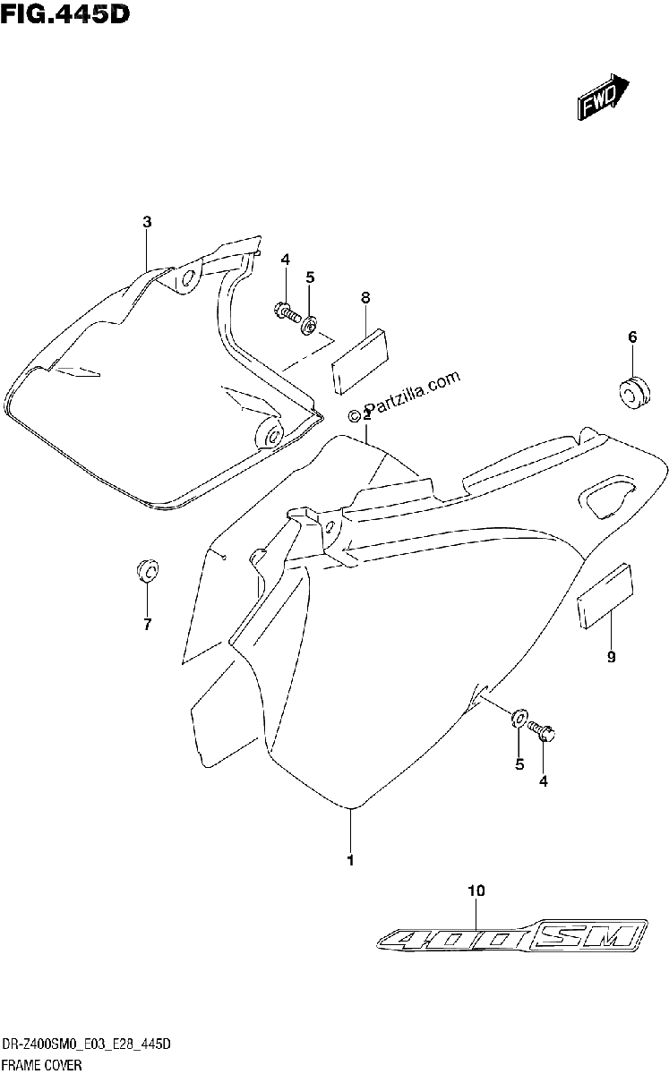 Diagrama de FRAME COVER DR Z400SM E33