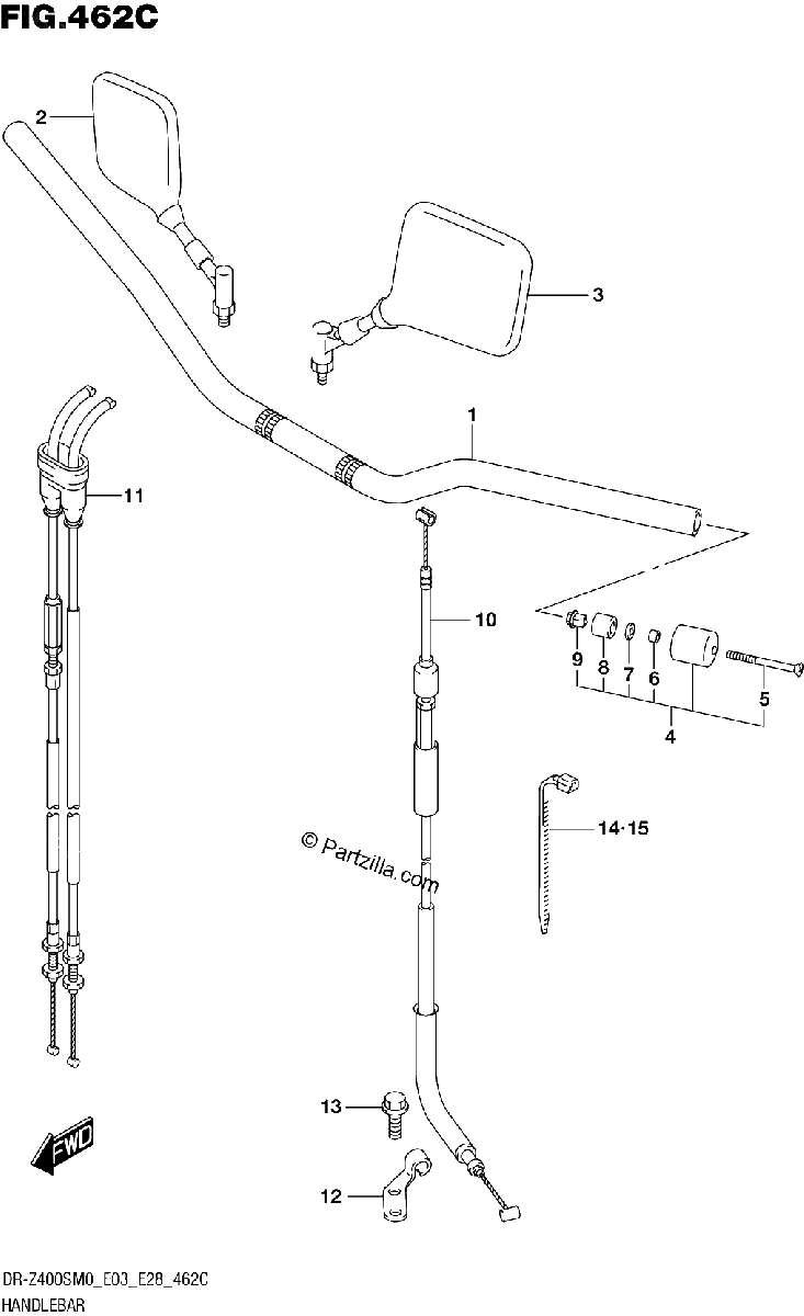 Diagrama de HANDLEBAR DR Z400SM