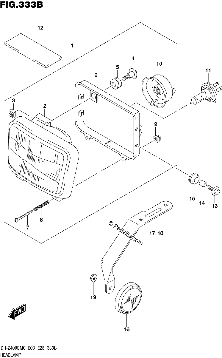 Diagrama de HEADLAMP DR Z400SM