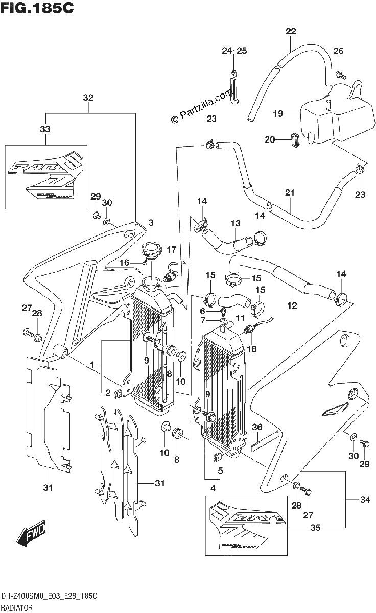 Diagrama de RADIATOR DR Z400SM