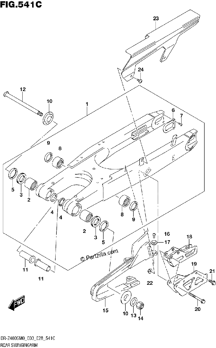 Diagrama de REAR SWINGINGARM DR Z400SM