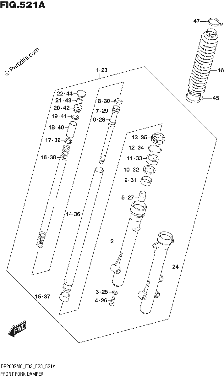 Diagrama de FRONT FORK DAMPER