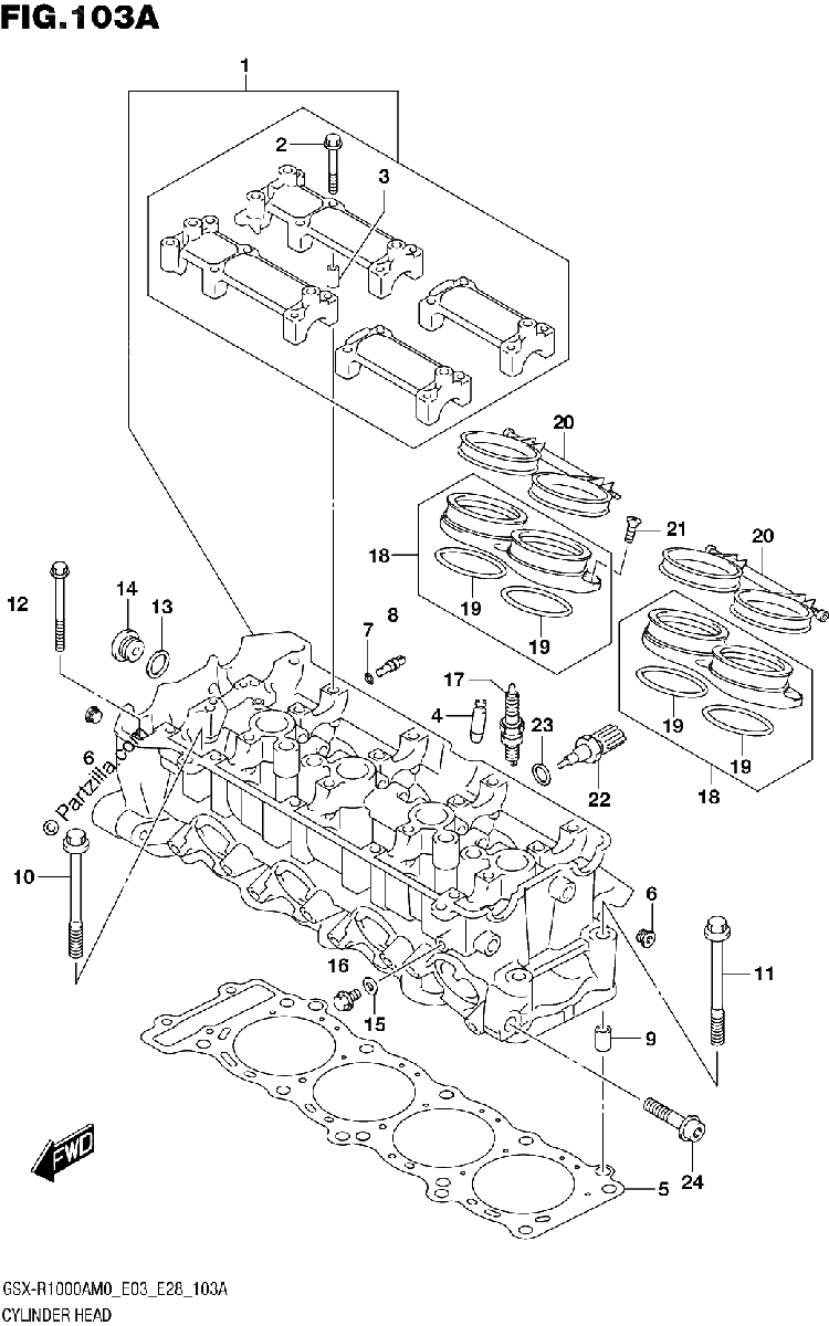 Diagrama de 103A CYLINDER HEAD