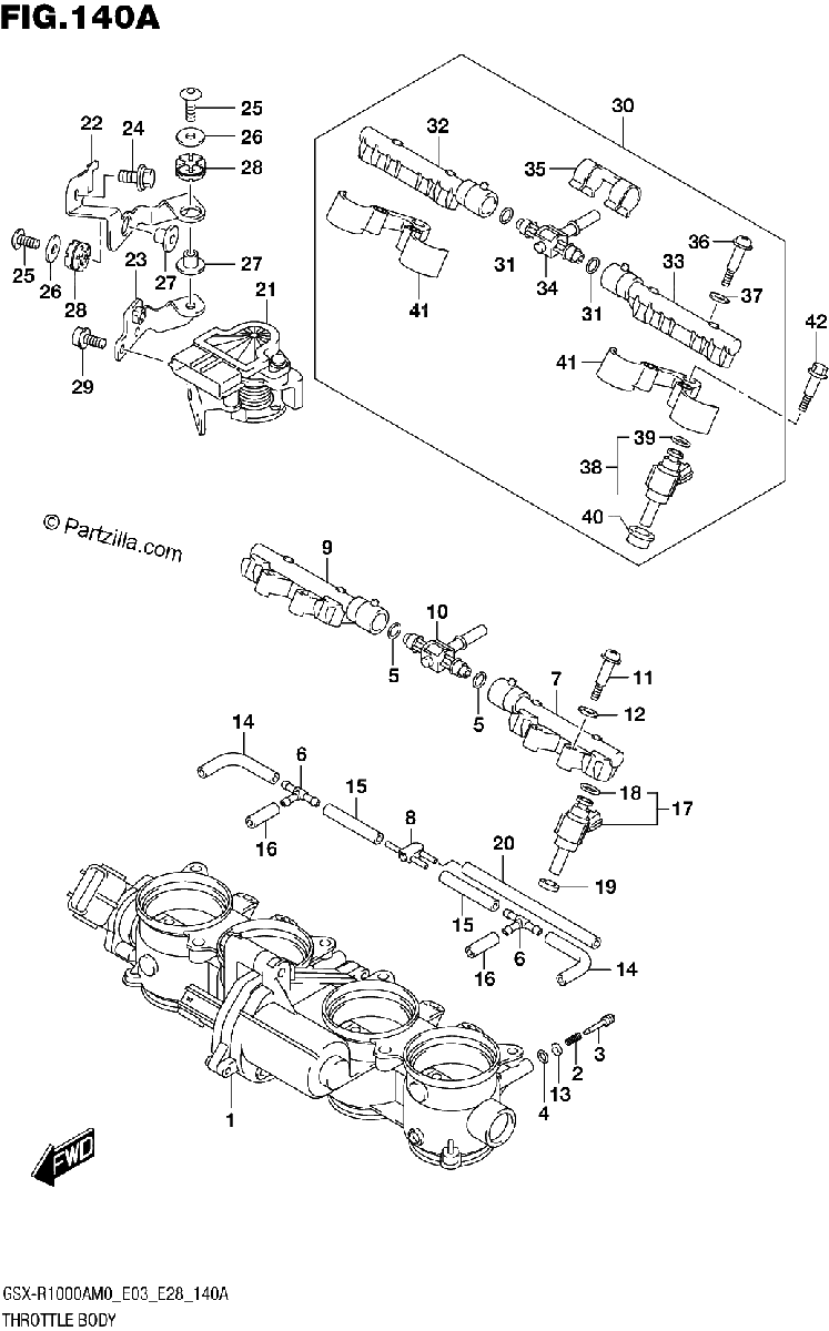 Diagrama de 140A THROTTLE BODY E03 E28